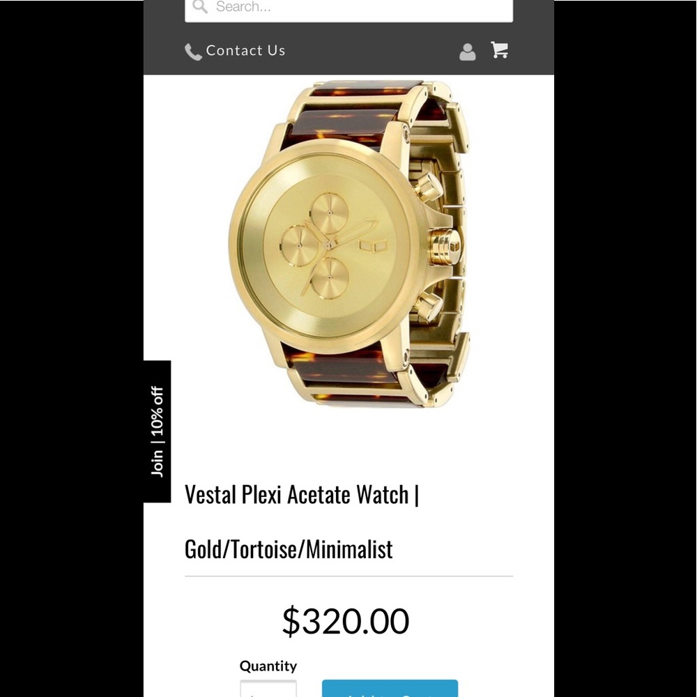 New vestal minimalist gold watch